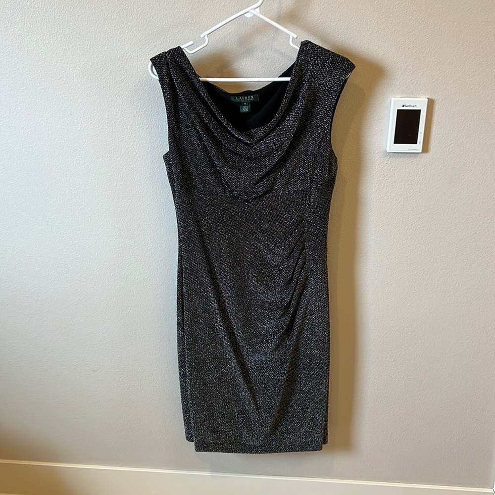 Sexy and silver size 12 cocktail dress by Ralph Lauren!